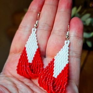 Handmade Beaded Cascading Looped Fringe Earrings - Alaina